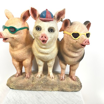 #ad Fashion Three Little Pigs Ceramic figuries Statues Playing Fashion Funnyamp;Cute $19.99