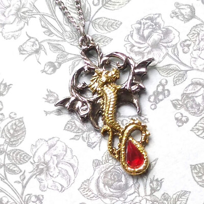 King Alfred#x27;s Dragon Red Crystal Pendant Necklace Lost Treasures of Albion Briar GBP 14.95
