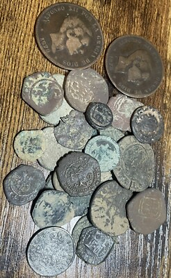 #ad LOT OF 30 OLD COIN GOOD Spanish Medieval Pirate Golden Era Roman Empire Uncleand $79.99