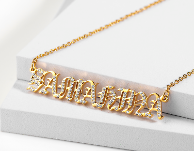 #ad Personalized Necklace Name Custom Crystal Jewelry Chain Mom Pendant Unisex Gift $27.00