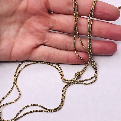 #ad VTG Avon Necklace Double Strand Chain Gold Tone Knotted Signed 30quot; Long $16.94