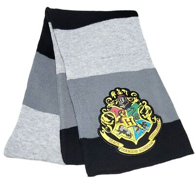 #ad Harry Potter Hogwarts Crest Knit Slytherin Black Gray Scarf One Size $24.98
