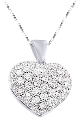 #ad 1 3 Ct Heart Pendant 18quot; Necklace for Women#x27;s Natural Diamond in Solid 14K Gold $727.99