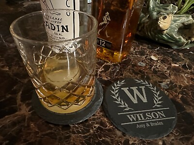 #ad Personalized Slate Coasters Set of 4 Custom Laser Engraved Your design or Ours $18.99