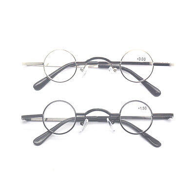 #ad 30mm Small Round Reading Glasses 1.0 1.5 2.0 2.5 3.0 3.5 Metal Readers Men Women $8.99