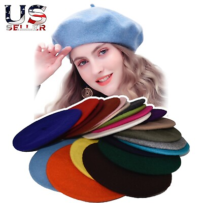 #ad New Warm French Style Lightweight Casual Classic Beanie Solid Color Wool Beret $10.99