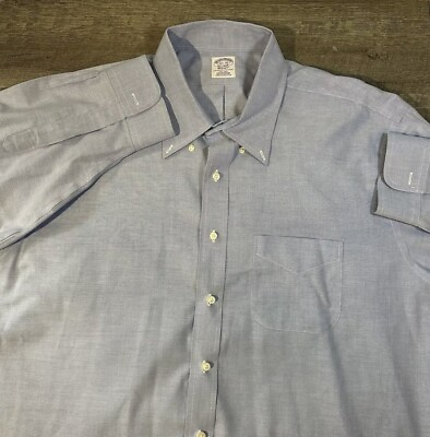 #ad Brooks Brothers Classic Men#x27;s Size 18.5 35 Blue Long Sleeve Button Down Shirt $17.55