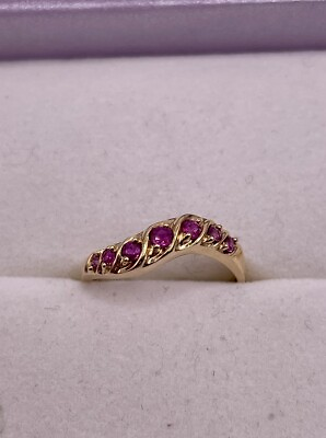#ad Vintage Solid 14K Gold Natural Round Cut Ruby Cocktail Ring Size 6.5 $299.99