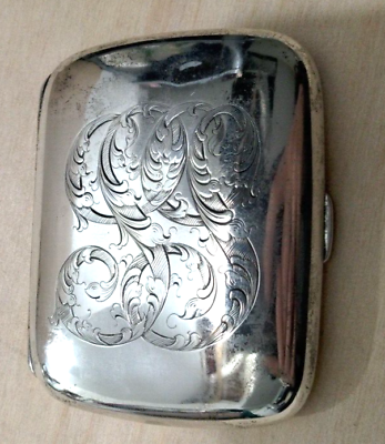 #ad 1914 Antique Sterling Silver Vintage Cigarette Case R. Blackinton Co. Monogram $199.00