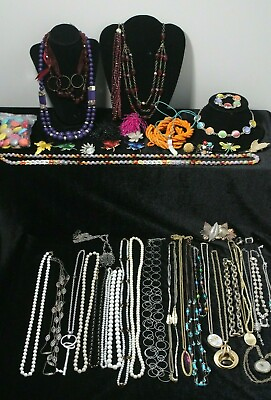 #ad Large Vintage to Now Costume Jewelry Lot All Good Condition Wearable Lot 3.8 LBS $74.99