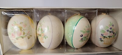 #ad Lot 4 Vtg Easter Eggs Decorations Plastic In Original Box $8.00