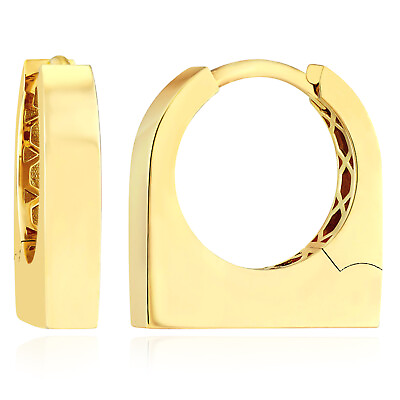 #ad 14K Yellow Gold Geometric Huggie Earrings 14mm $408.72
