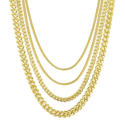 #ad Hollow Franco Chain Necklace Real 10K Gold Bonded 925 $349.99