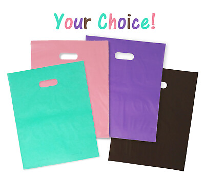 #ad #ad 12x15quot; 2.5 Mil 4 Colors Frosted Plastic Merchandise Gift Bags Handles Combo $28.95