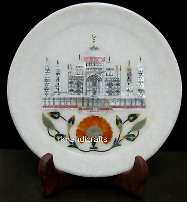 #ad 6 Inches Marble Plate Taj Mahal Design Inlay Work Table Master Piece for Kitchen $97.50