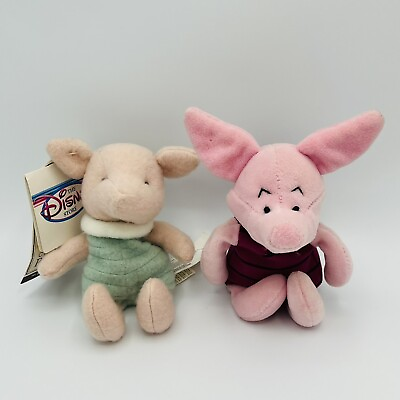 #ad Disney Winnie The Pooh Piglet Plush Lot Disney Store Bean Bags 8” Mint Classic $12.00