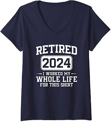 #ad #ad Funny Retirement Gifts I Worked My Whole Life Retired Ladies#x27; V Neck Tshirt $22.99