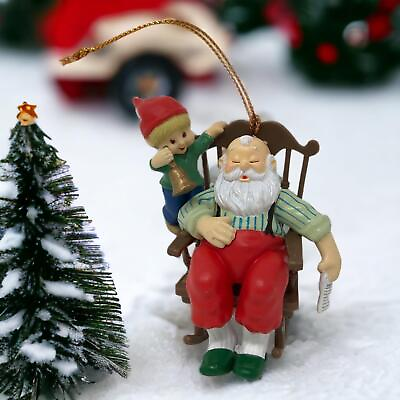 #ad Traditions Collectible Gift Ornament Santa with Elf in Rocking Chair $9.53