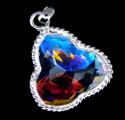 #ad 50.10 Ct Fancy Rainbow Mystic Topaz 925 Sterling Silver Pendant Best Gift $31.49