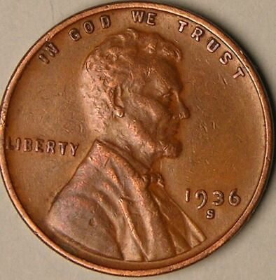 #ad 1936 S Lincoln Wheat Penny G VG $2.00