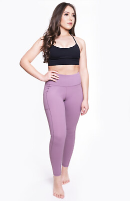#ad Women Leggings High Waist Purple Yoga Pants Tummy Control Pockets 28quot; AZARMAN $9.99