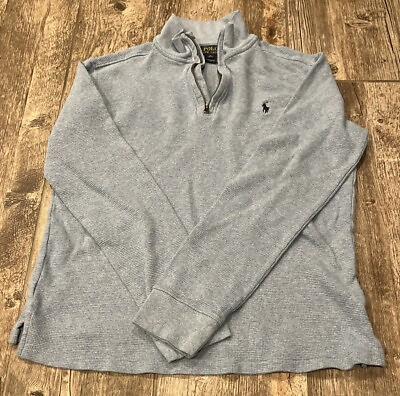 #ad Ralph Lauren Sweater Boys XL 18 20 Light Blue Long Sleeve 1 4 Zip Logo Pullover $4.99