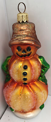 #ad Christopher Radko Halloween Pumpkin Leader Of The Patch Glass Ornament 4.5” $31.99