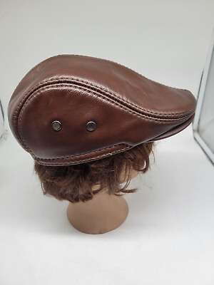 #ad Men Real Genuine Leather Peaked Cap Winter Warm Ear Muff Beret Newsboy Hat $20.20