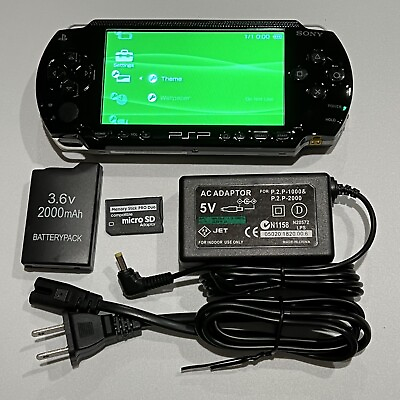 #ad IPS Black Sony PSP 1000 System w 64gb Memory Card Bundle $120.00
