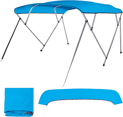 #ad 4 Bow Bimini Top Cover Waterproof 600D Sun Shade Boat Canopy with Storage BootB $106.99