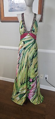 #ad Butterfly Inspired Beaded Prom Dress By May Queen Marked Sz 8 As Pictured $45.00