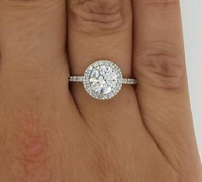 #ad 3 Ct Pave Halo Round Cut Diamond Engagement Ring VS1 F White Gold 14k $6797.00