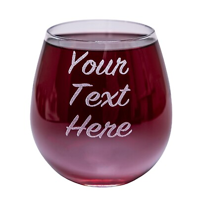 #ad Personalized Stemless Wine Glass Custom Text 15 oz Engraved Drinking Glass $16.95