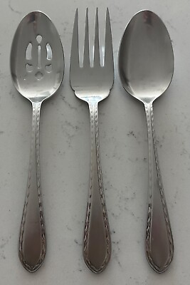 #ad International Stainless Flatware 18 10 Serving Spoons amp; Fork $28.88