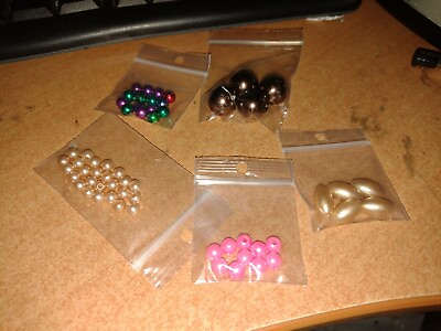 #ad 5X BAGS EMBELISHMENTS WITH PEARLS ETC FOR SCRAPBOOKING NEW P04 $3.00