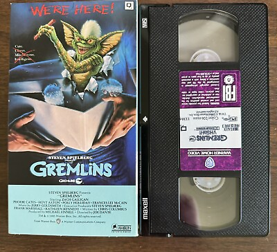 #ad VINTAGE GREMLINS STEVEN SPIELBERG 1985 WARNER BROS VHS TAPE WITH BOX $25.00
