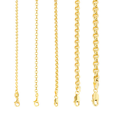 #ad 10K Yellow Gold 2mm 5mm Rolo Round Cable Link Chain Necklace 16quot; 30quot; Holllow $87.99