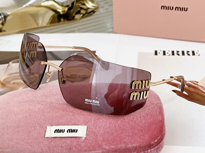 #ad New Women#x27;s Sunglasses Miu Miu MU 54YS Gold Purple Wrap Super Cool Sunglasses $209.99