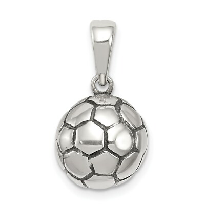 #ad Sterling Silver 925 3 D Antiqued Finish Soccer Ball Charm Pendant 0.79 Inch $29.93