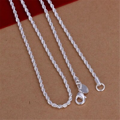 #ad #ad New Women Men Beautiful Fashion 925 Sterling Silver 4mm Chain Necklace Jewelry $12.99