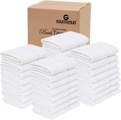 #ad Bath Towel 24x48 White Cotton Blend Bulk Pack of 612246048120 Towels set $333.99