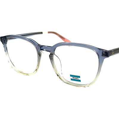 #ad TOMS Greyson Unisex Round Plastic Eyeglass Frame 10018832 Transp Gray Blue 50 19 $92.48