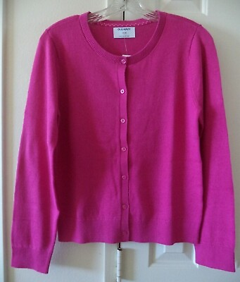 #ad Old Navy Hot Pink Fuchsia Berry Buttondwn Cardigan Sweater Youth XXL 18 Ladies M $24.99