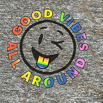 #ad Men#x27;s Gay Pride Hollister Rare Tee Gray Good Vibes All Around Small T Shirt $18.38