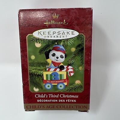 #ad Vintage Hallmark Keepsake Ornament 2001 Child#x27;s 3rd Christmas Panda In Cart $5.99
