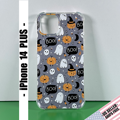#ad iPhone 14 PLUS Case: HALLOWEEN Cute Ghosts amp; Pumpkins NEW. Open Box $15.00