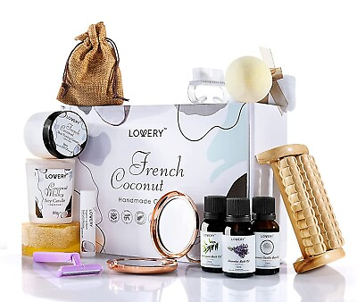 Bath Gift Set 20pc French Coconut Aromatherapy Spa Gift Basket for Women amp; Men $49.99