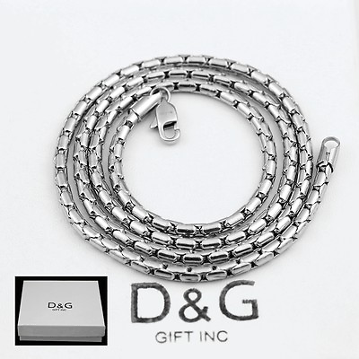 #ad DG Men#x27;s Silver Stainless Steel 24quot; Smooth Round Box Chain Necklace Box $16.99