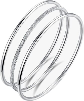#ad Sterling Silver Bangle Bracelets for Women Mother#x27;s Day Gift Bracelet B4 $22.39