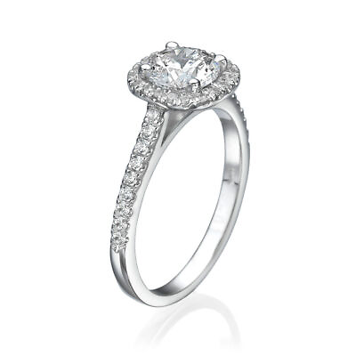 #ad D VS1 Round Cut Diamond Engagement Ring 1.15 CT 14K White Gold Classic $1106.10